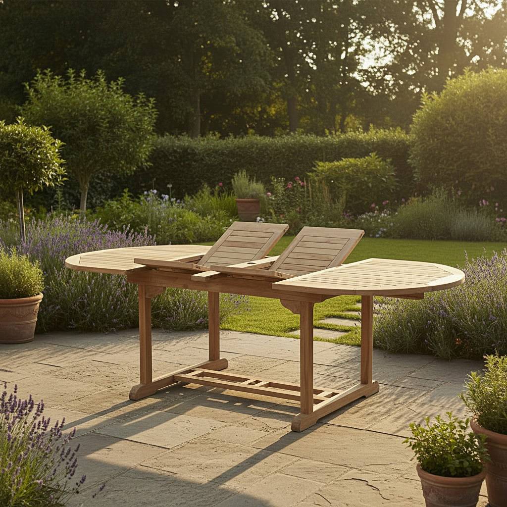 Teck'Attitude - Table extensible ovale teck massif Vérone 160/240 x 100 cm - TECK'Attitude - Imagen 3