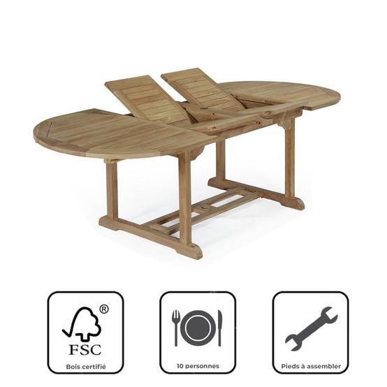 Table extensible ovale teck massif Vérone 160/240 x 100 cm - TECK'Attitude - Imagen 7