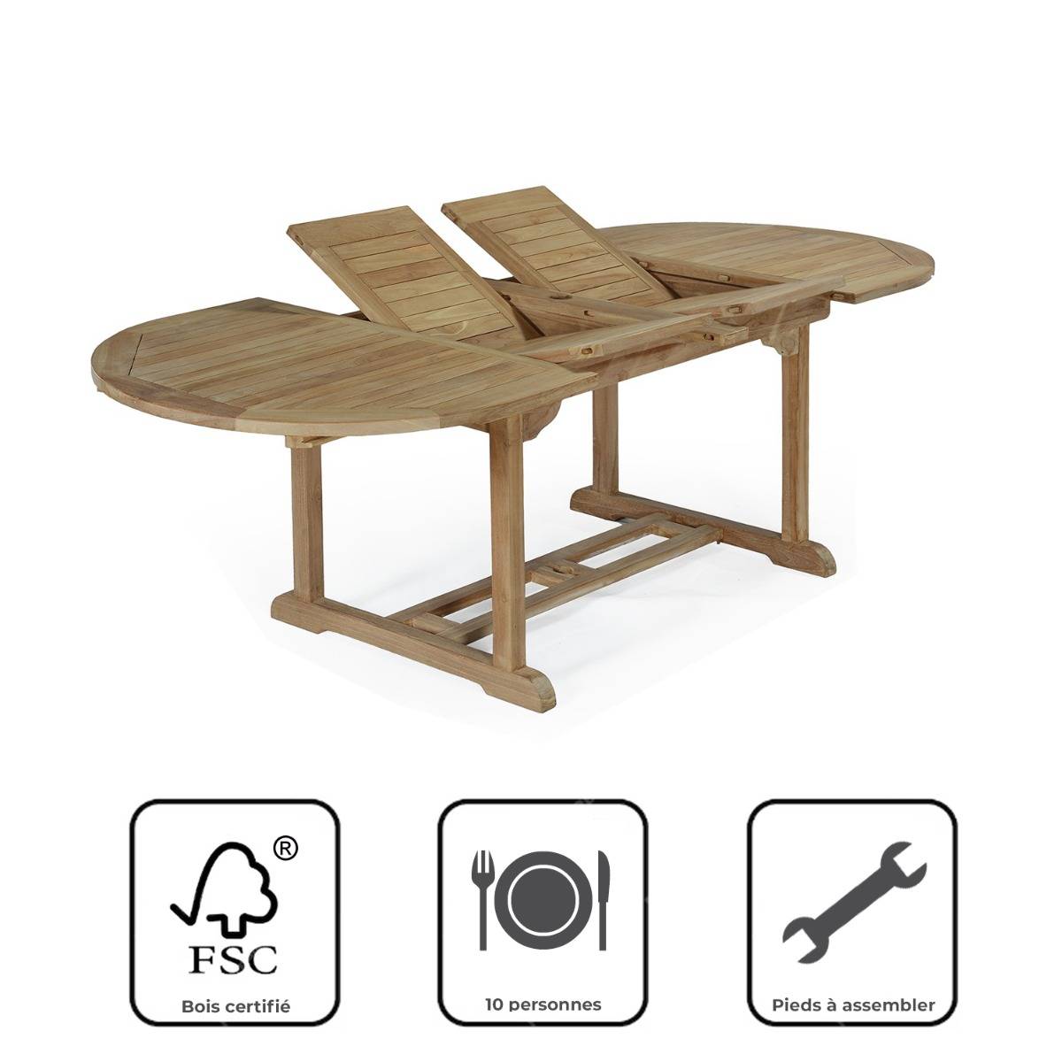 Table extensible ovale teck massif Vérone 160/240 x 100 cm - TECK'Attitude - Imagen 7