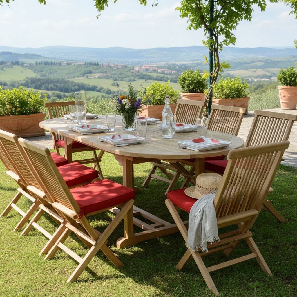 Teck'Attitude - Table extensible ovale teck massif Vérone 160/240 x 100 cm - TECK'Attitude - Imagen 2