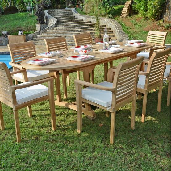 Table extensible ovale teck massif Vérone 160/240 x 100 cm - TECK'Attitude - Imagen 8