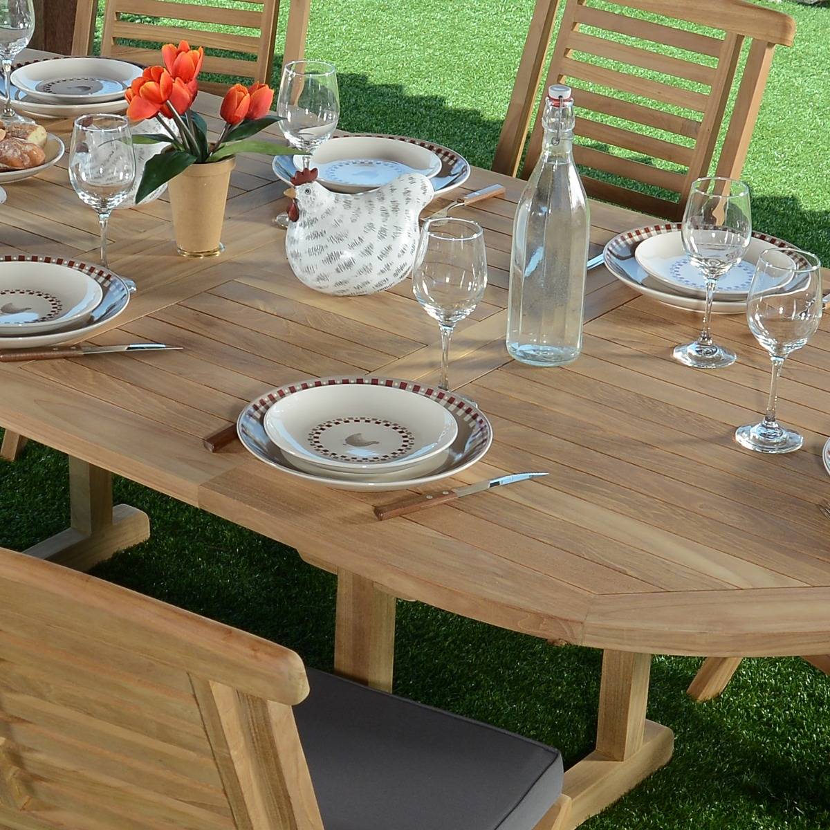 Table extensible ovale teck massif Vérone 160/240 x 100 cm - TECK'Attitude - Imagen 4