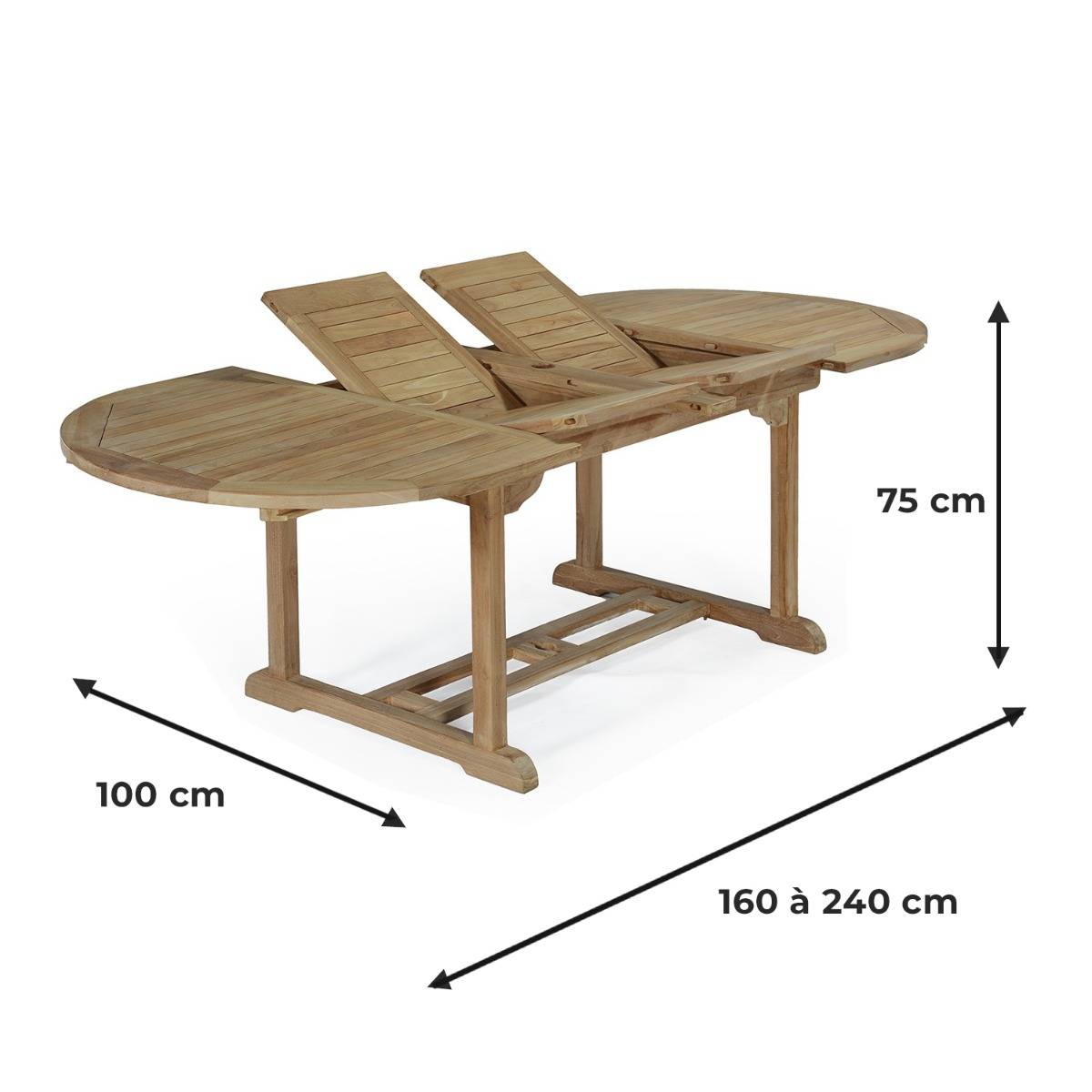 Table extensible ovale teck massif Vérone 160/240 x 100 cm - TECK'Attitude - Imagen 6