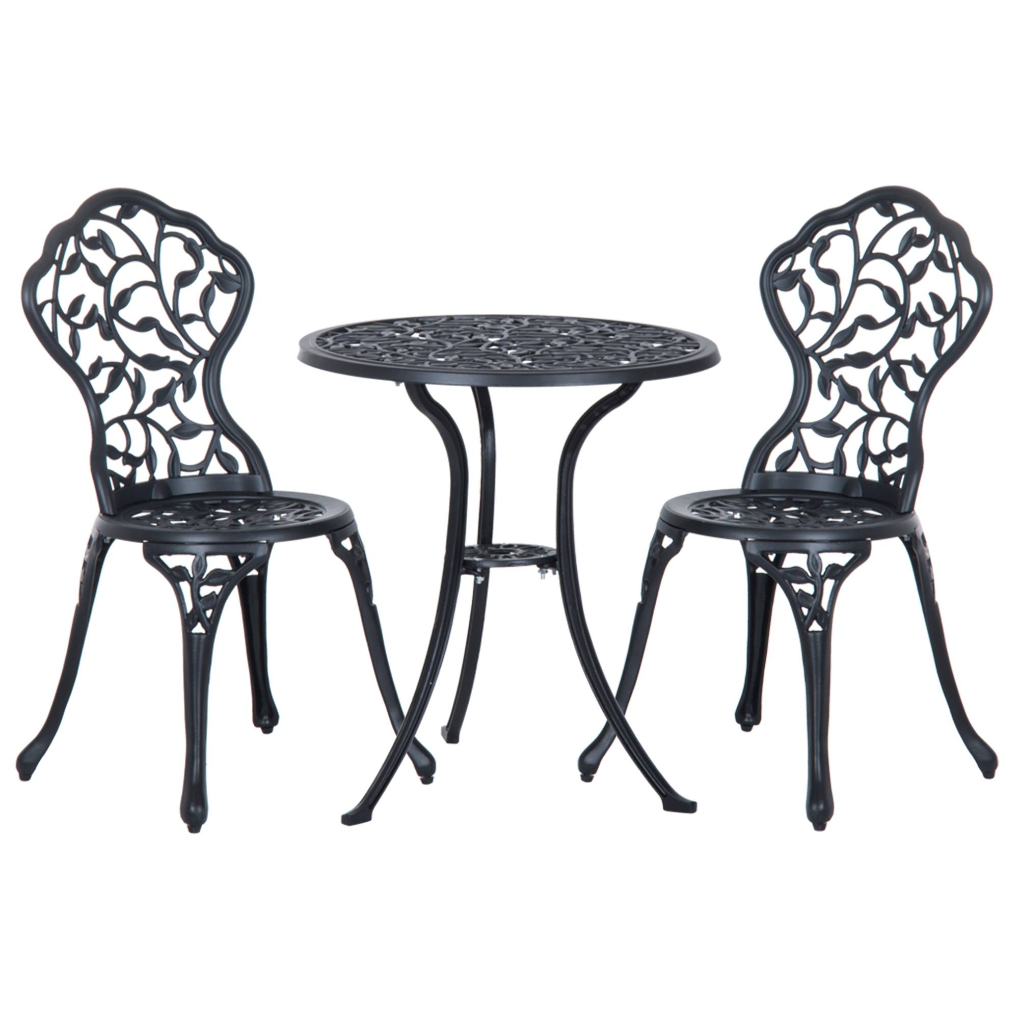 ComfortXL - Salon de jardin aluminium noir table 60 cm et 2 chaises pour balcon terrasse - ComfortXL Outdoor Living