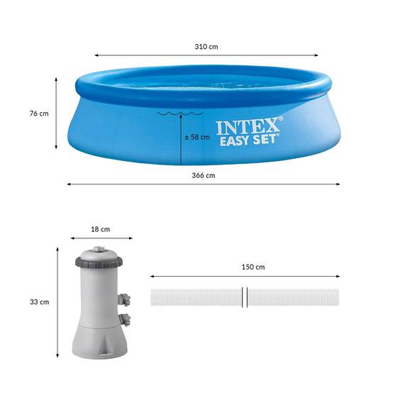 Ecd-Germany - Intex Piscine gonflable familiale/enfants autoportante avec epurateur 366x76 cm - Imagen 5