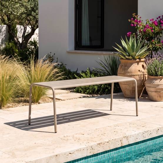 Oviala - Banc de jardin en acier taupe Palavas - Oviala - Imagen 2
