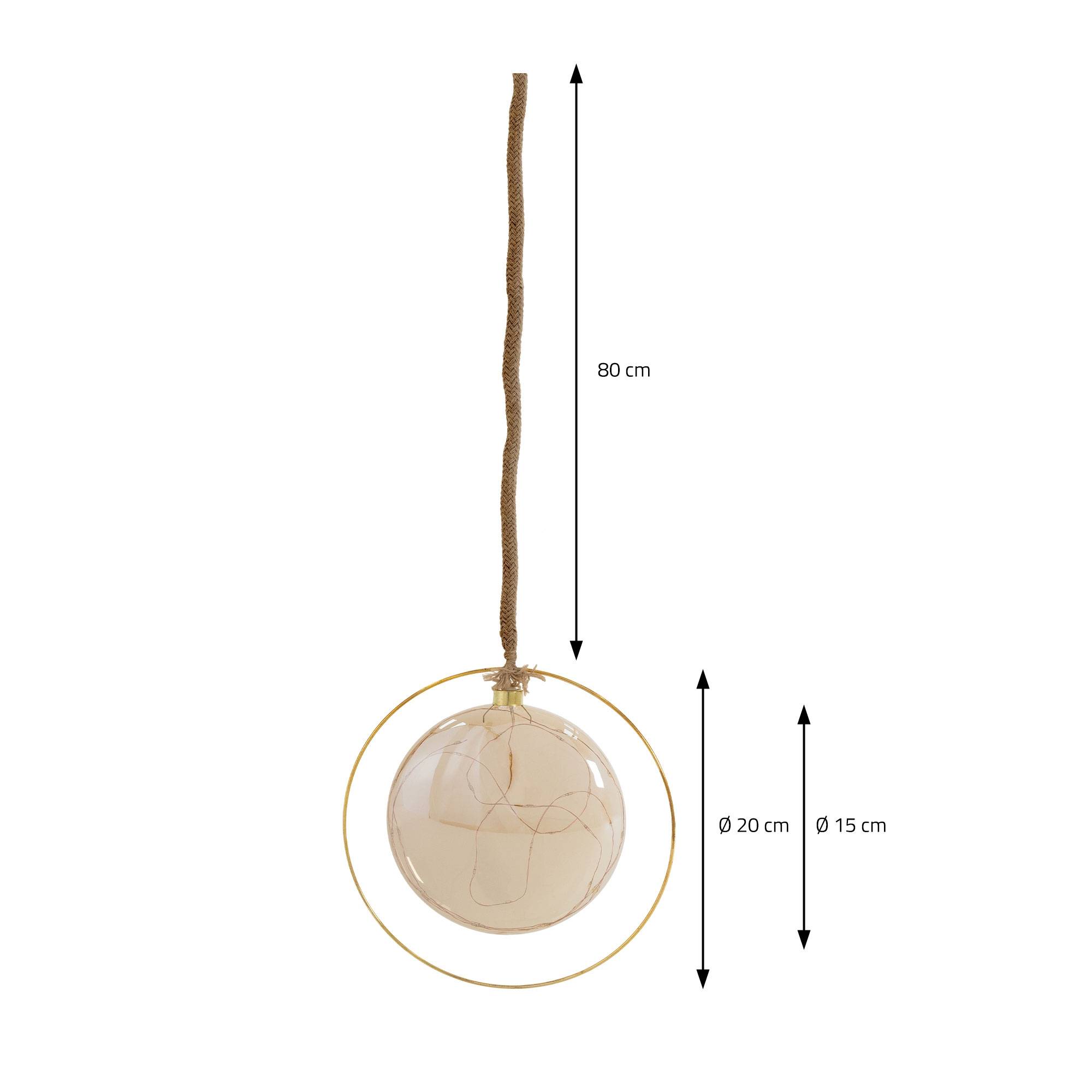 Ecd-Germany - Boule de Noël suspendue avec LED décoration de Noël en verre doré Ø15 cm - Imagen 6