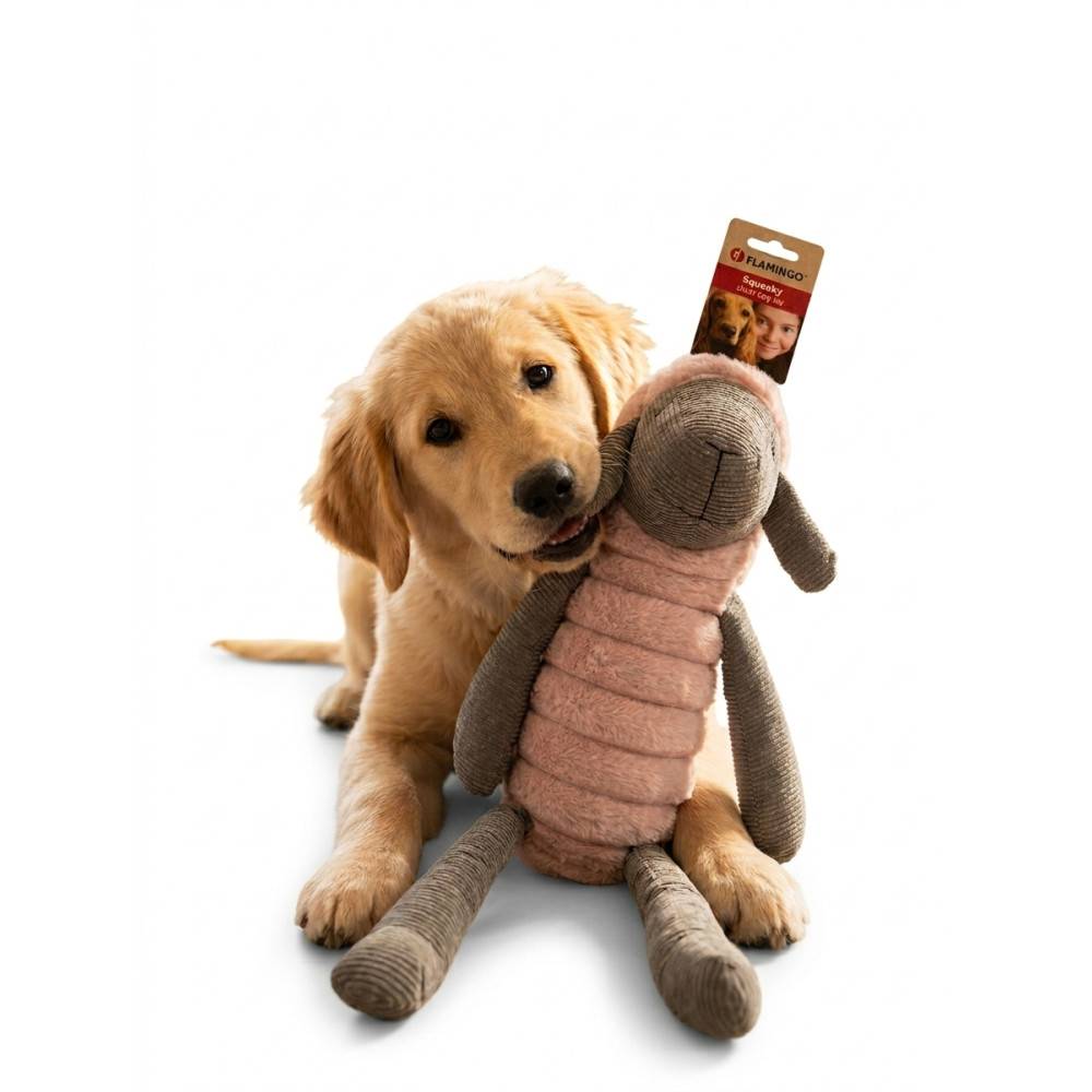 Jouet peluche Ribola Mouton assis Taille L 65 cm Rose et Gris pour Chien - Image 2