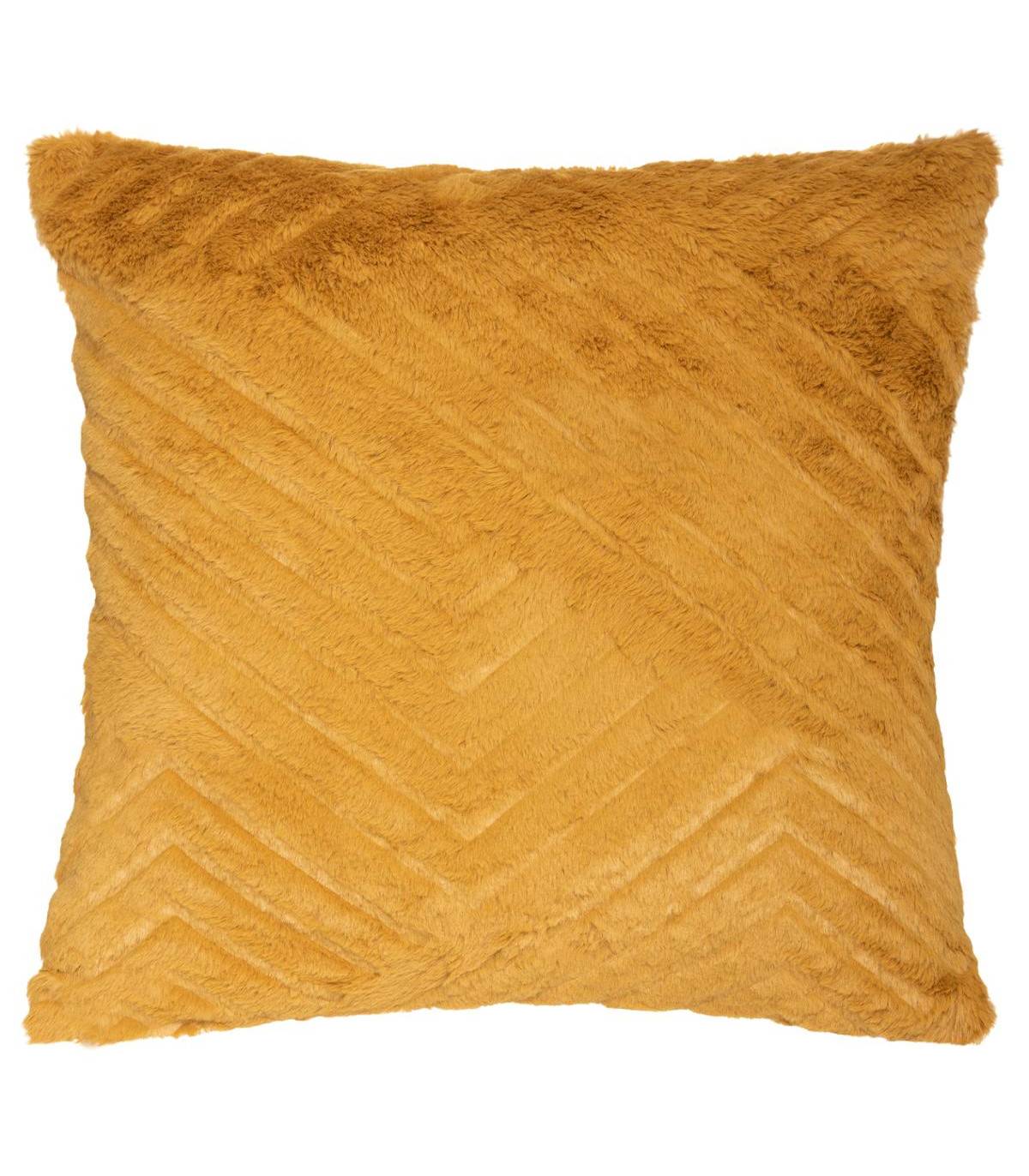 Coussin déhoussable Ocre en Fourrure motif en relief  45 x 45 cm - Imagen 1