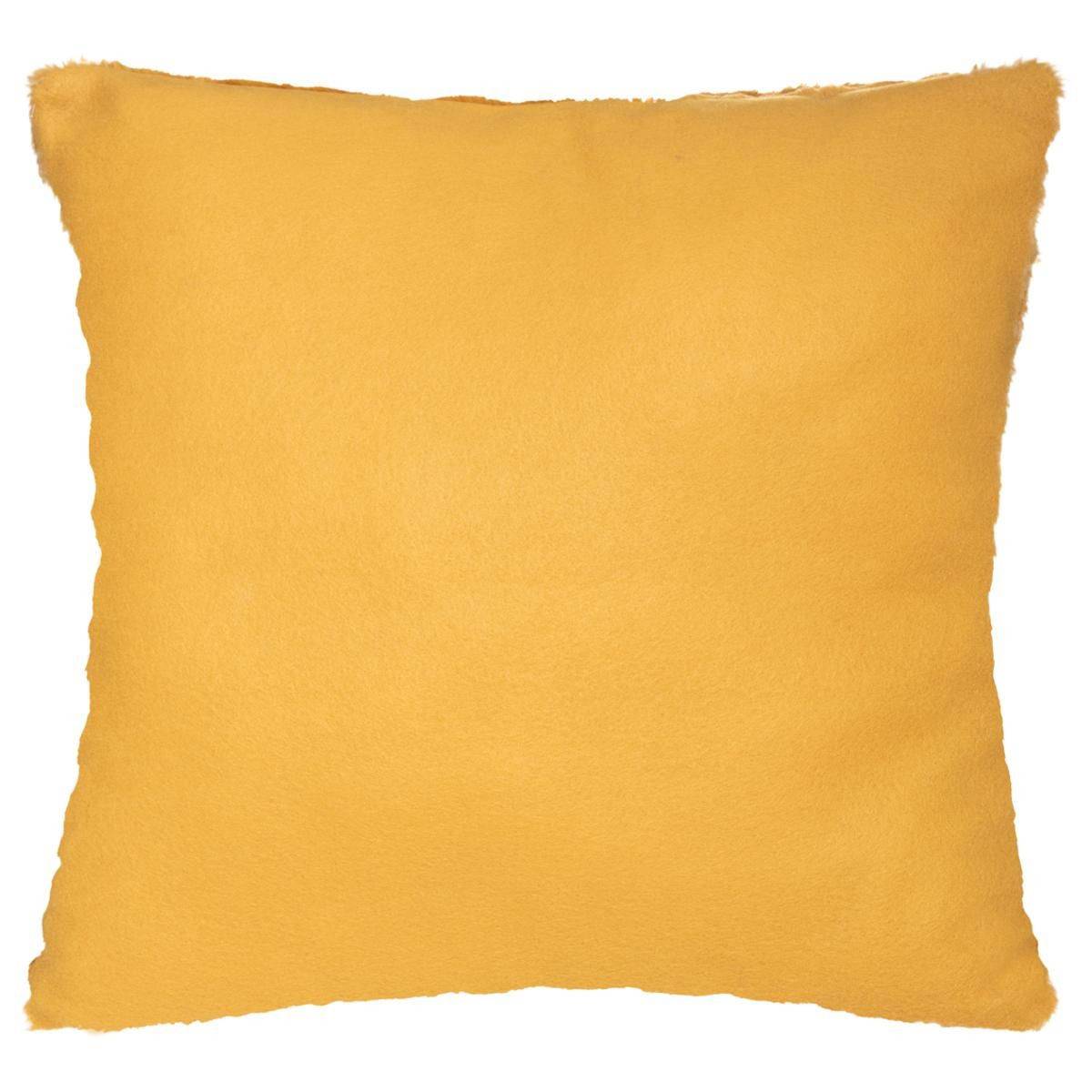 Coussin déhoussable Ocre en Fourrure motif en relief  45 x 45 cm - Imagen 5