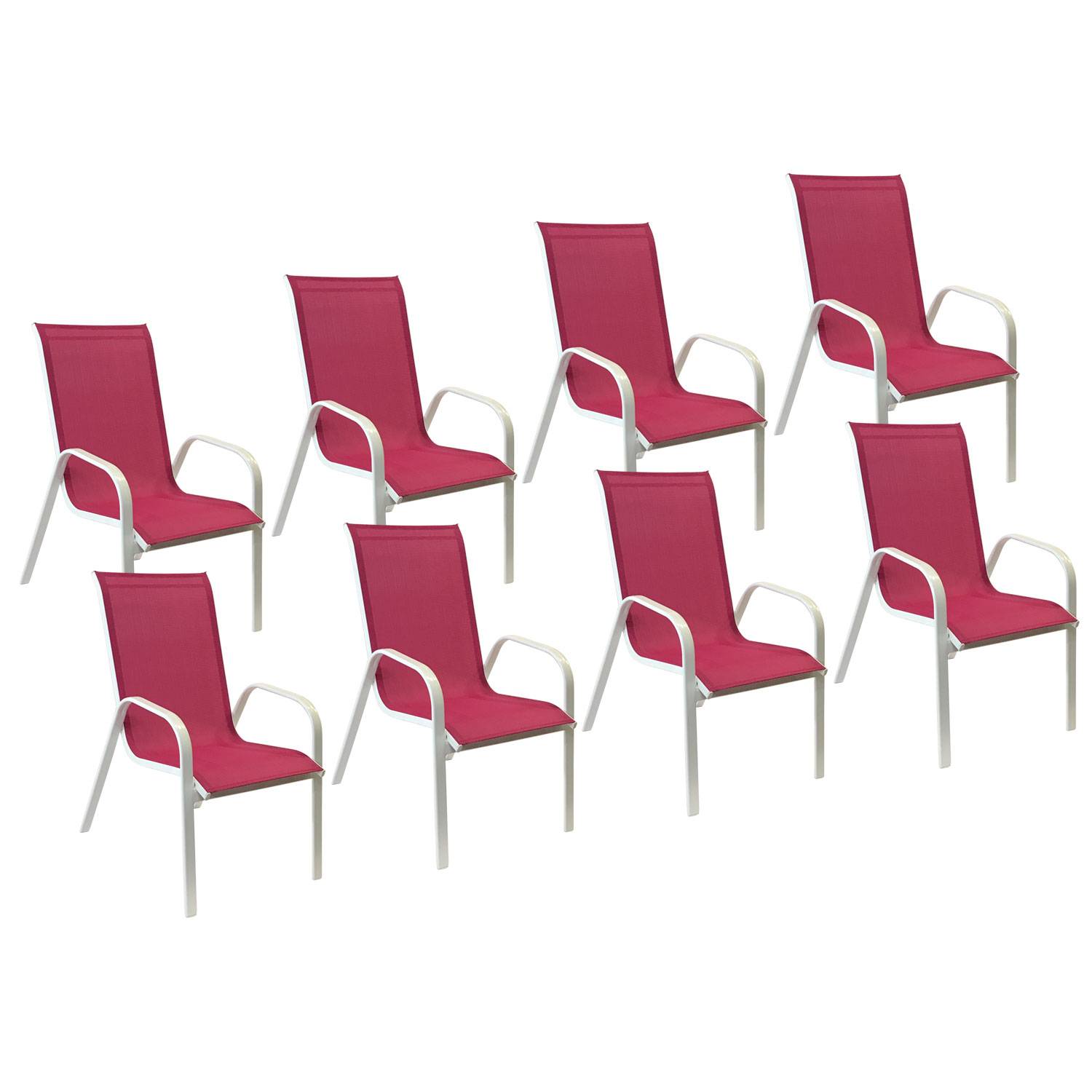 Happy Garden - Lot de 8 chaises MARBELLA en textilène rose - aluminium blanc - HAPPY GARDEN - Imagen 1