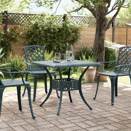 Table de jardin aluminium coulé vert 80 x 80 x 75 cm - PANGIVO - Image 3