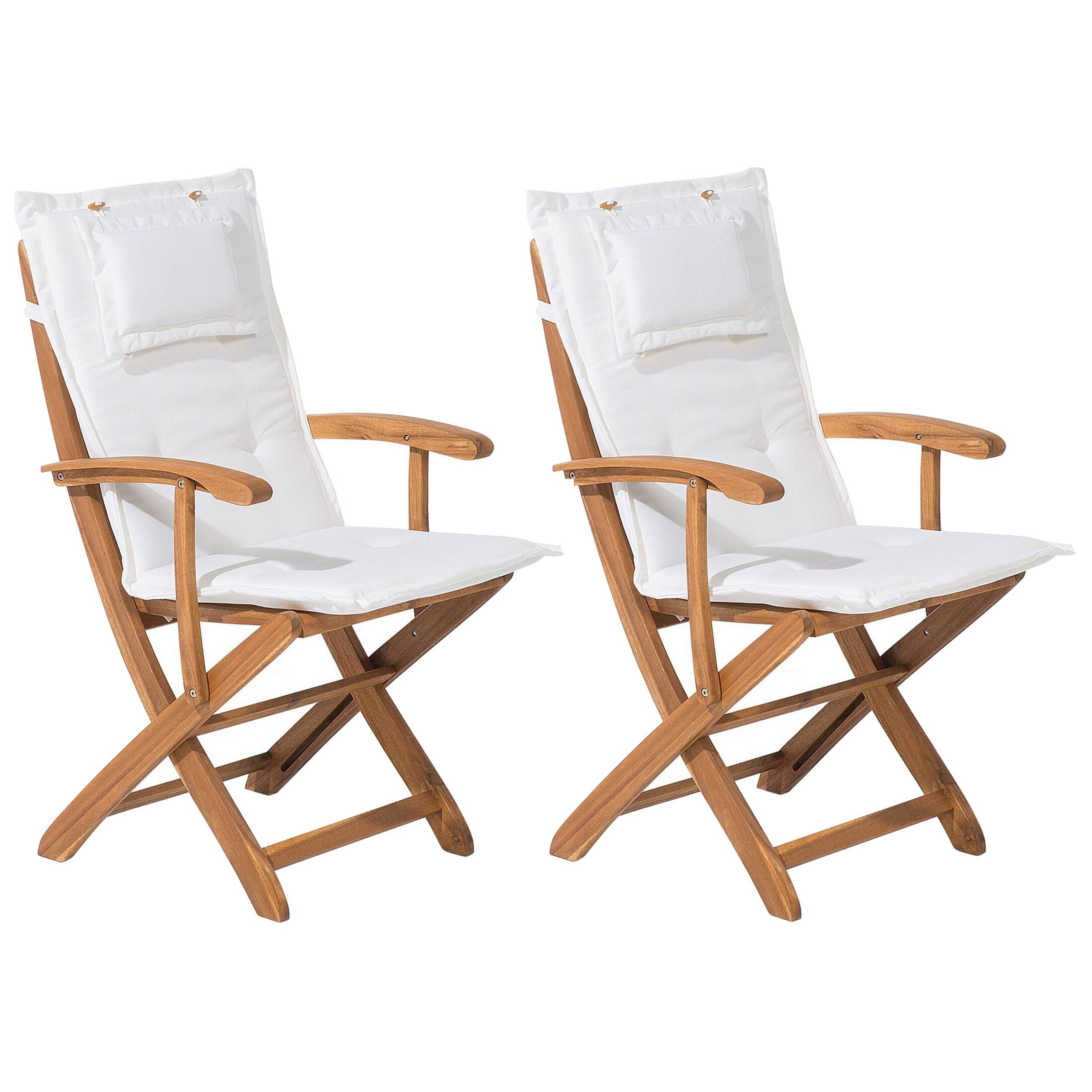 Beliani - Chaise de jardin Acacia Blanc cassé MAUI - Beliani - Imagen 1