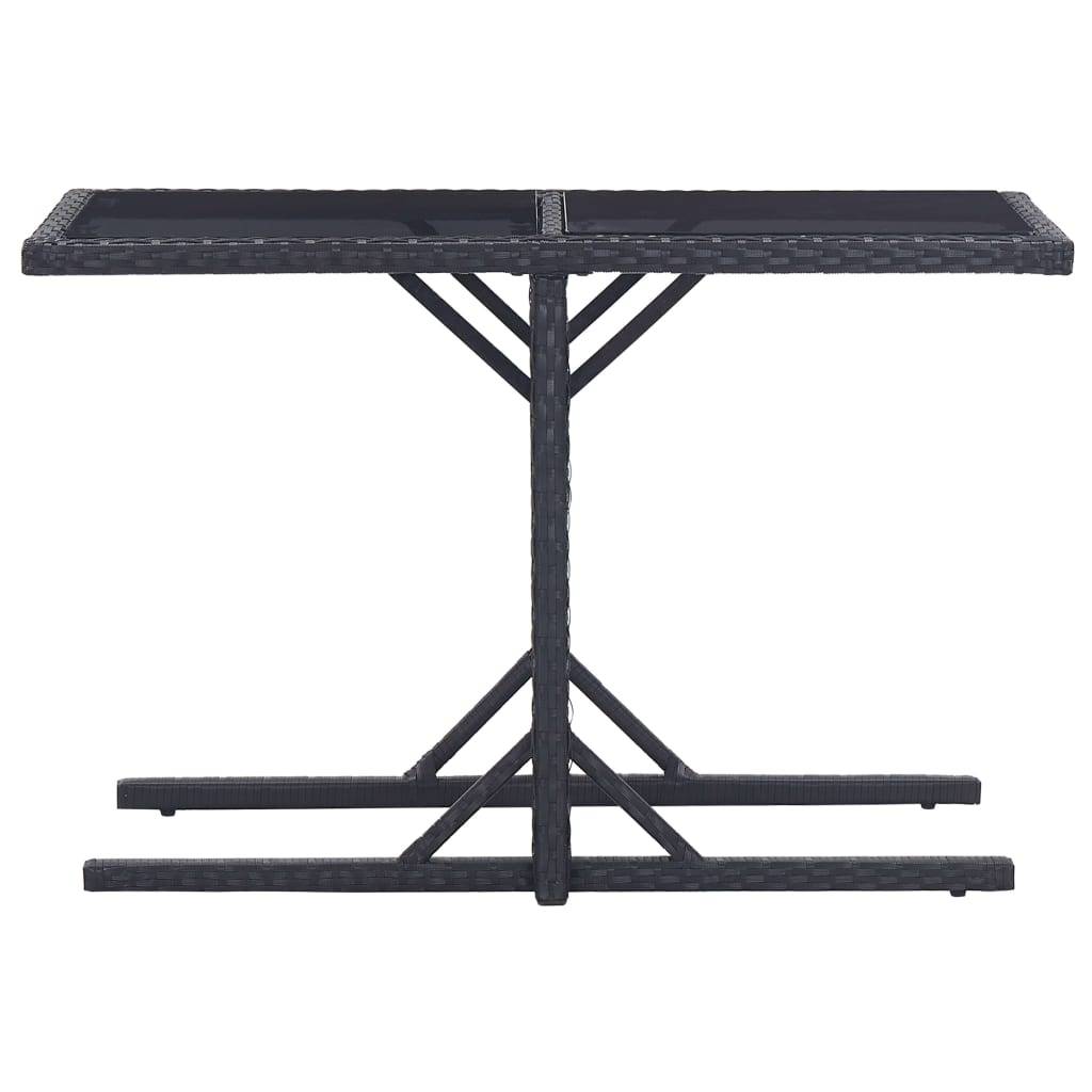 PANGIVO - Table de jardin Verre et Résine tressée Noire 110 x 53 x 72 cm - PANGIVO - Image 2