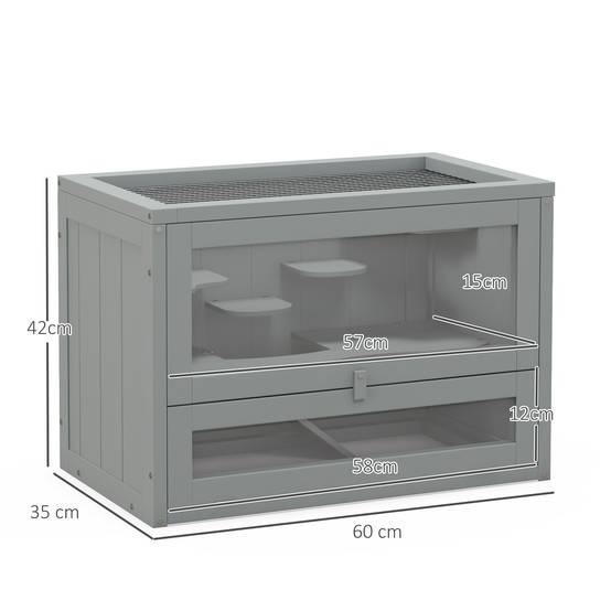 Cage pour rongeurs bois de sapin gris 60 x 35 x 42 cm - PANGIVO - Image 5