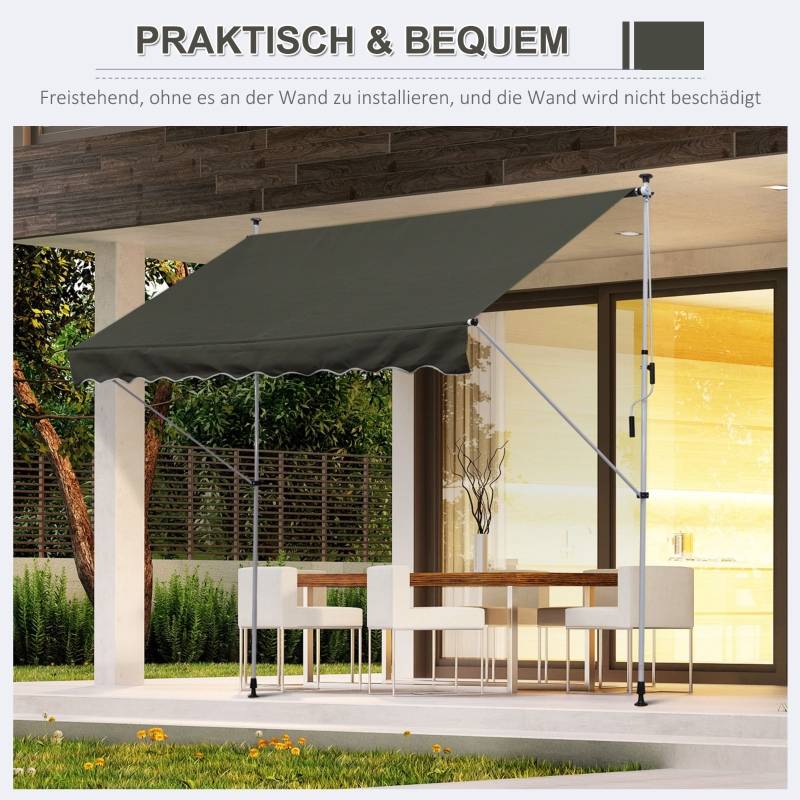 PANGIVO - Store banne autoportant polyester gris 300 x 150 x 280 cm - PANGIVO - Image 8