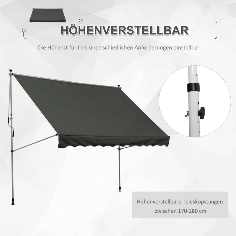 PANGIVO - Store banne autoportant polyester gris 300 x 150 x 280 cm - PANGIVO - Image 7