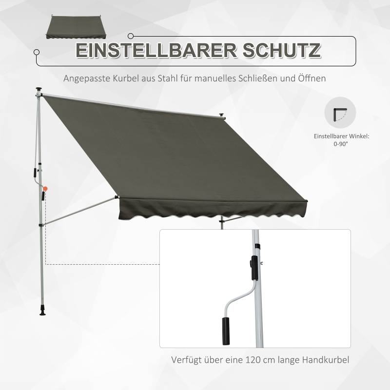 PANGIVO - Store banne autoportant polyester gris 300 x 150 x 280 cm - PANGIVO - Image 6