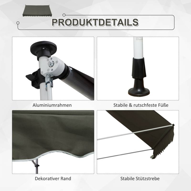 PANGIVO - Store banne autoportant polyester gris 300 x 150 x 280 cm - PANGIVO - Image 5