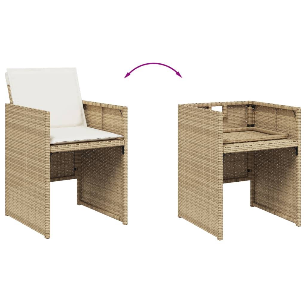 Salon de Jardin 8 Personnes Résine Tressée Table Bois Encastrable Extérieur Beige – ComfortXL Outdoor Living - Image 6