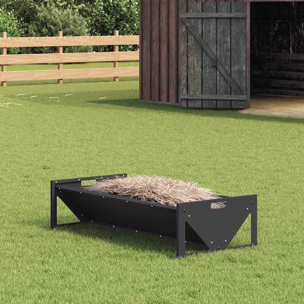 ComfortXL - Auge Bétail Acier 10kg Mangeoire Sol Jardin Ferme Noir - ComfortXL Outdoor Living - Image 1