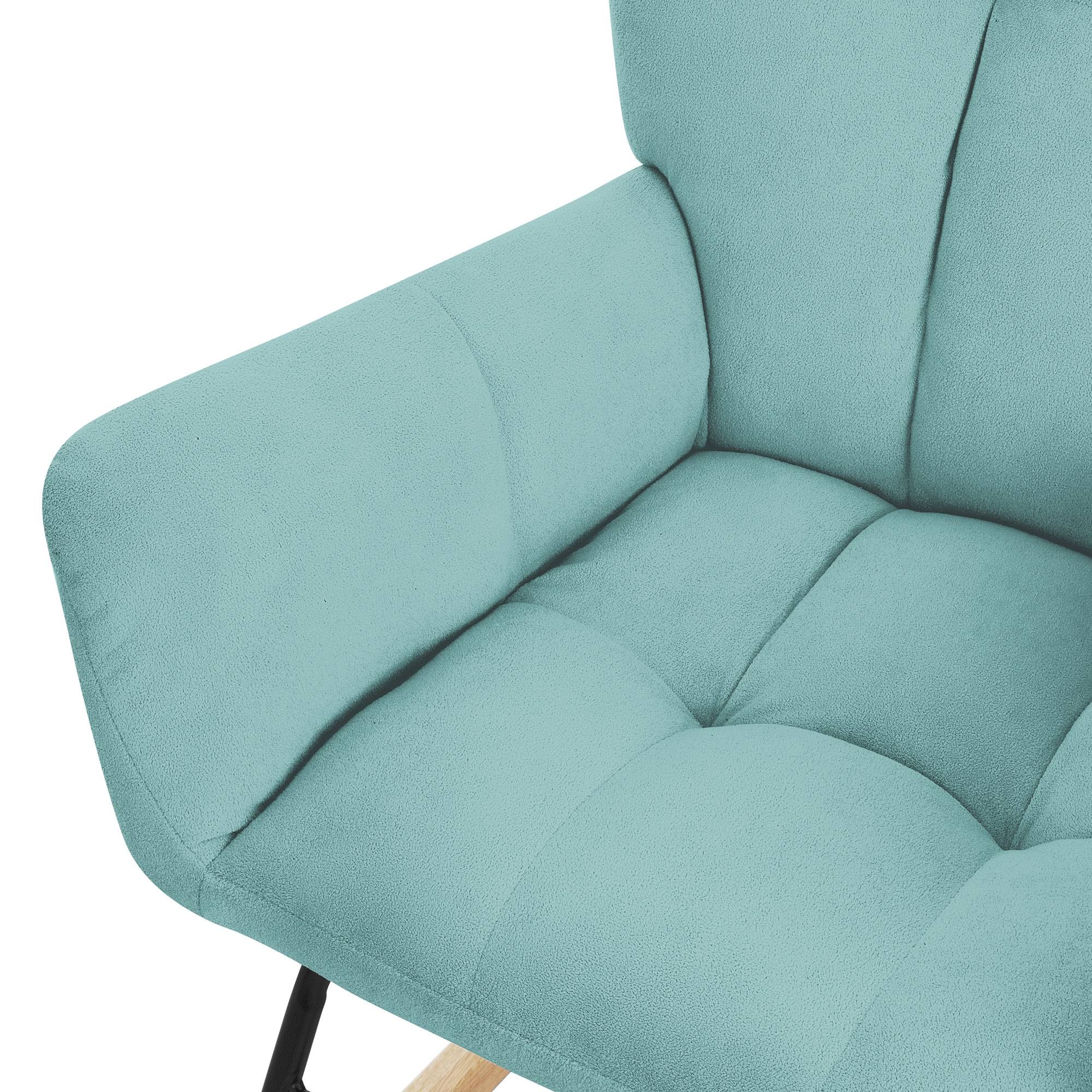 Fauteuil à Bascule Moderne En Tissu éponge Sauge - Acier Et Bois, Confort Max, 120 Kg Max