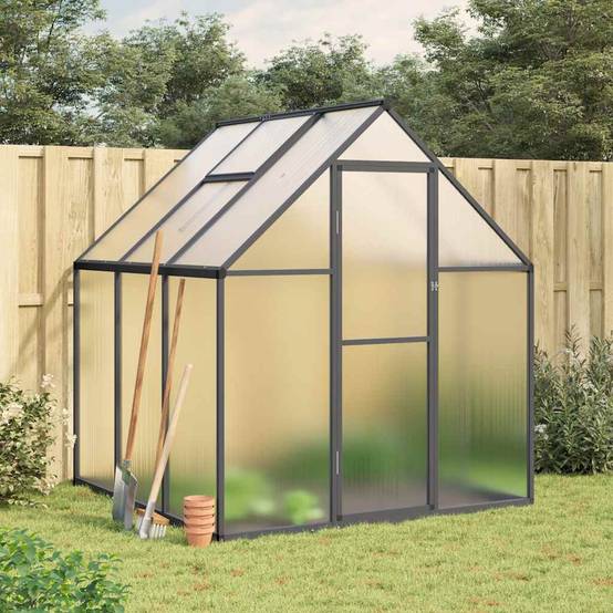 ComfortXL - Serre de Jardin Aluminium Polycarbonate Culture Plantes 169x169x195cm Anthracite - ComfortXL Outdoor Living - Image 1