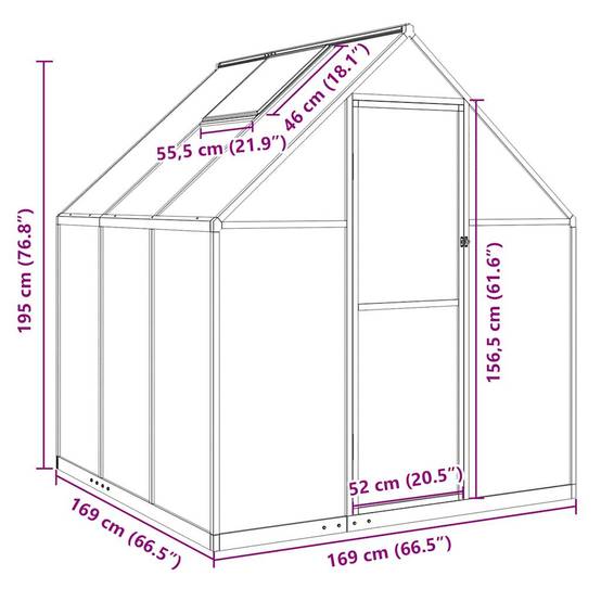ComfortXL - Serre de Jardin Aluminium Polycarbonate Culture Plantes 169x169x195cm Anthracite - ComfortXL Outdoor Living - Image 10