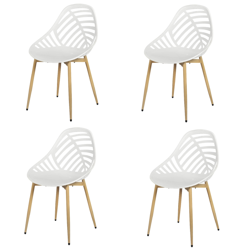 Lot de 4 chaises d\'extérieur Alameda - Blanc - Fauteuils de Jardin