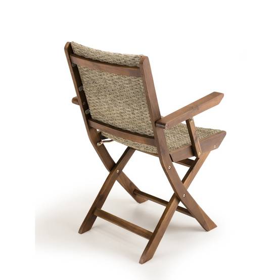VICK - Ensemble de 2 fauteuils de jardin pliants bois Acacia et rotin - Image 5