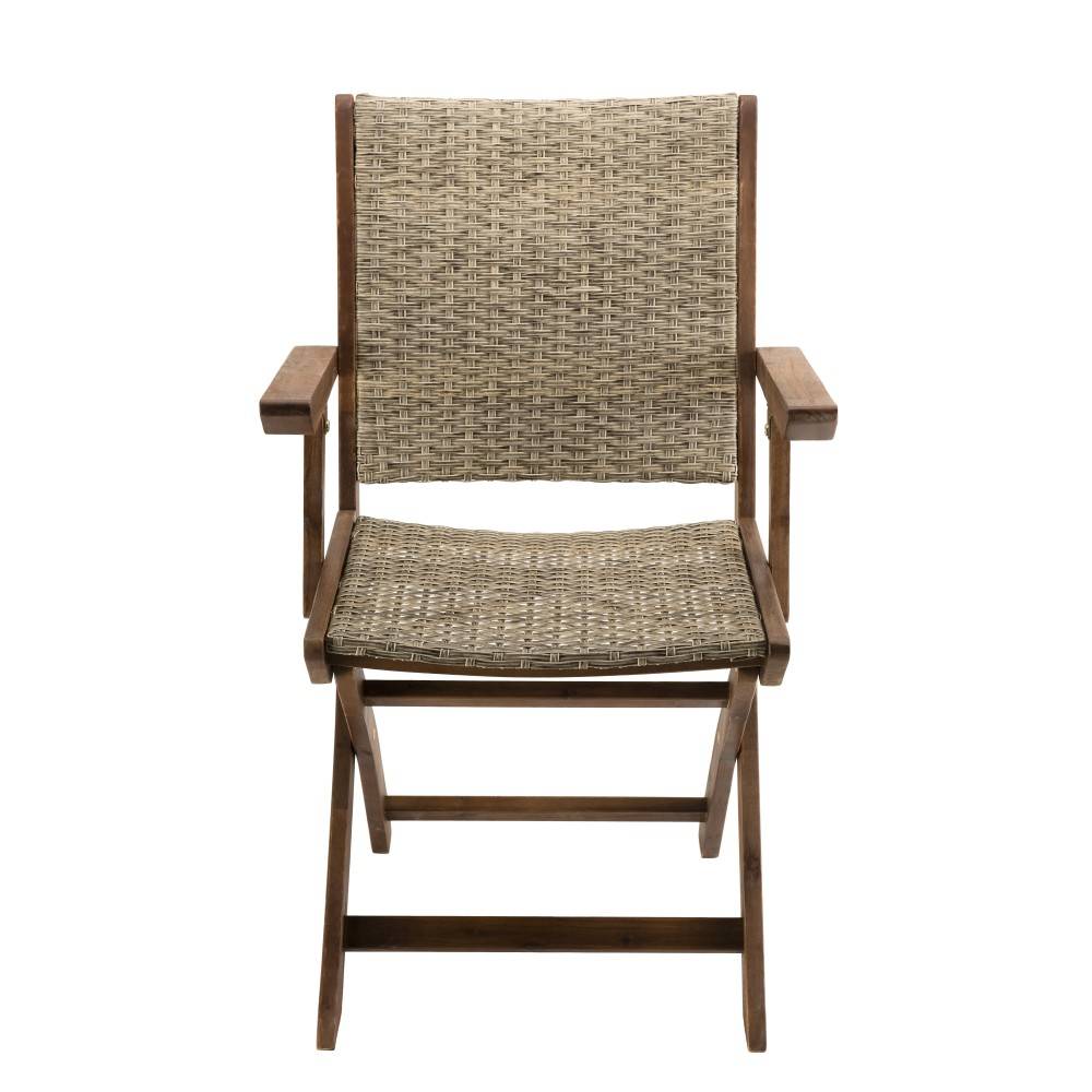 VICK - Ensemble de 2 fauteuils de jardin pliants bois Acacia et rotin - Image 4