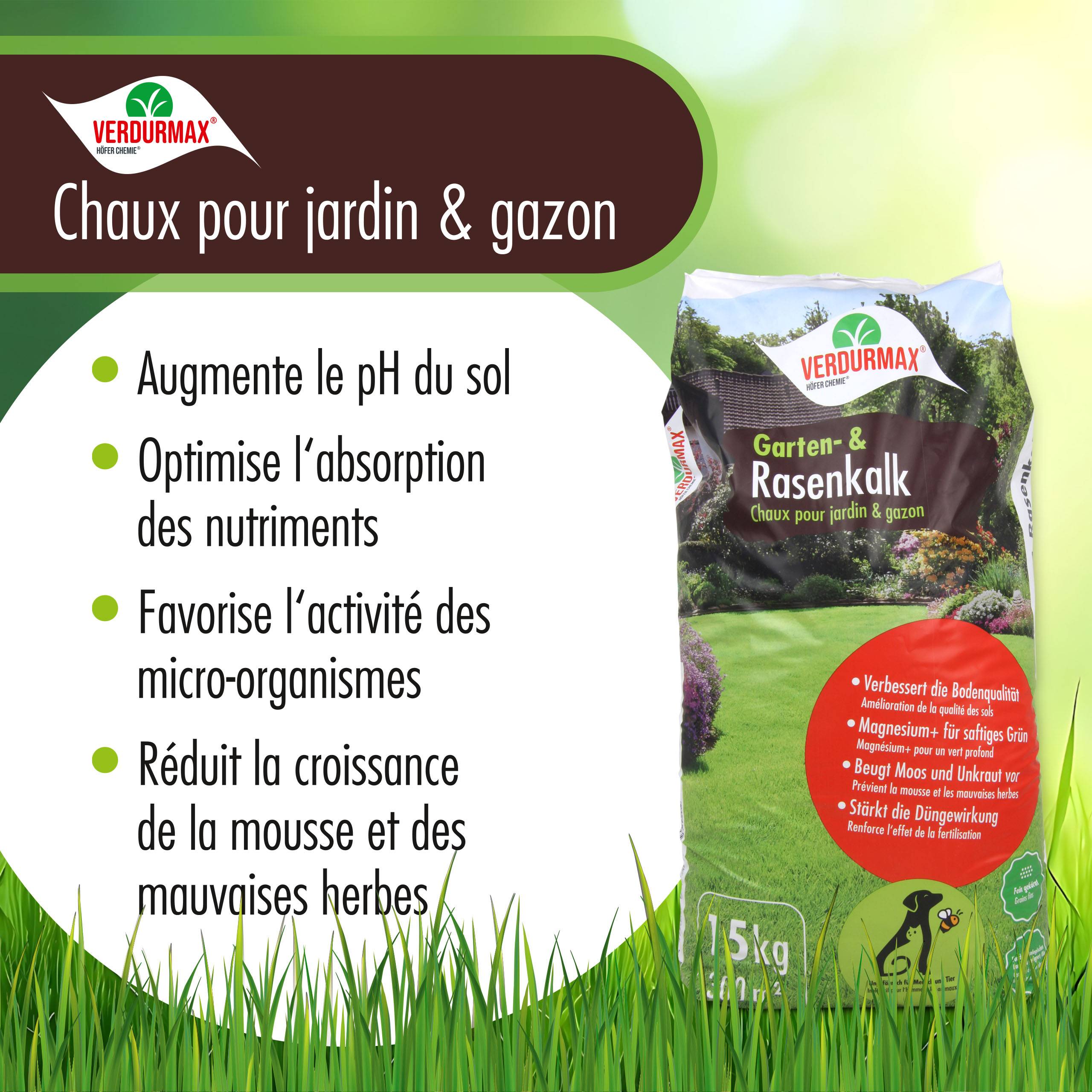15 kg VERDURMAX® Chaux pour jardin et pelouse  x 66 - Image 2