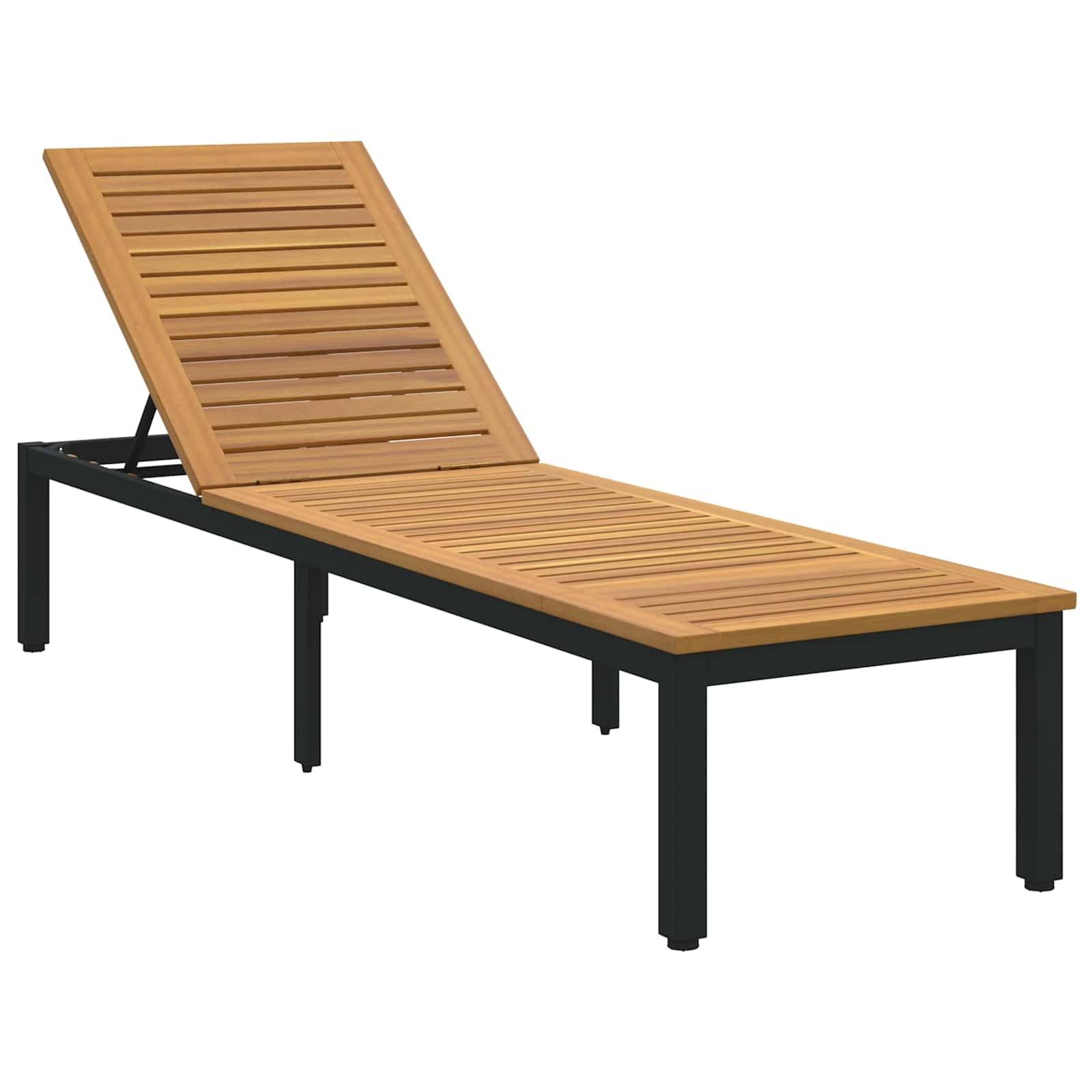 Vidaxl - Transat Noir 200 x 55 x 35 cm Bois d'Acacia Massif vidaXL 4010620 - Image 1
