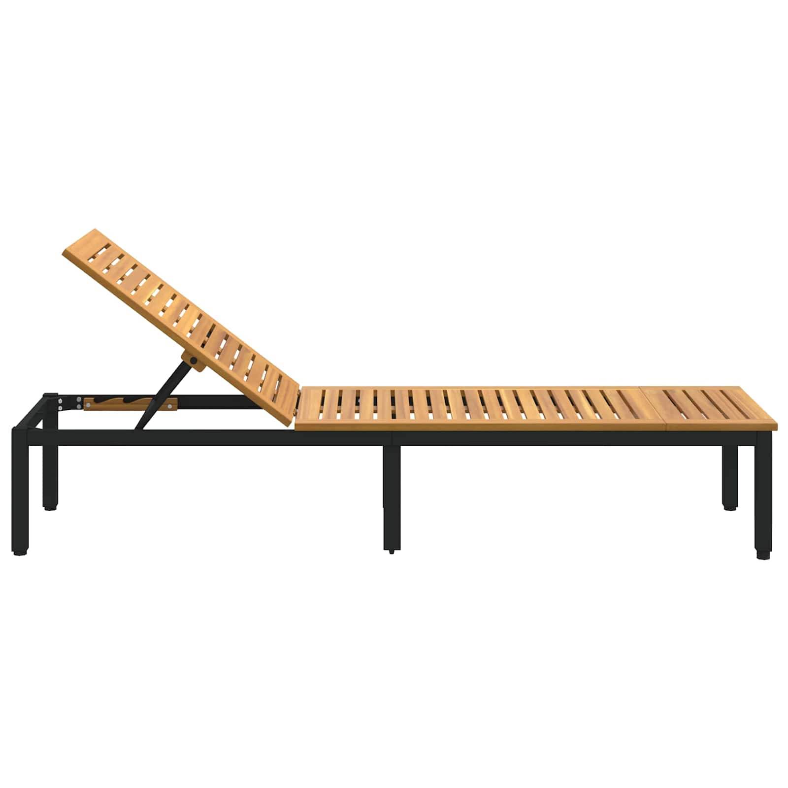 Vidaxl - Transat Noir 200 x 55 x 35 cm Bois d'Acacia Massif vidaXL 4010620 - Image 6