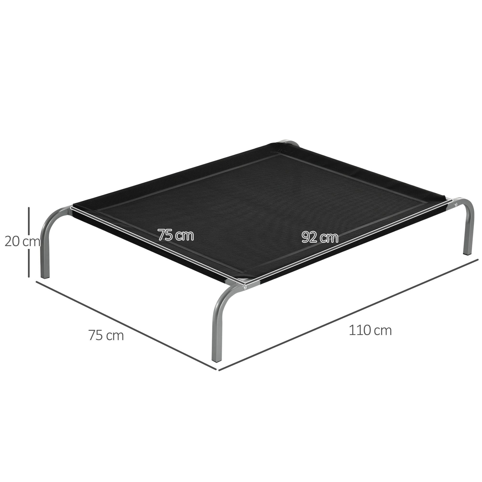 Lit surélevé XL chien Textilène intérieur extérieur haute ventilation 110x75x20cm noir - ComfortXL Outdoor Living - Image 5
