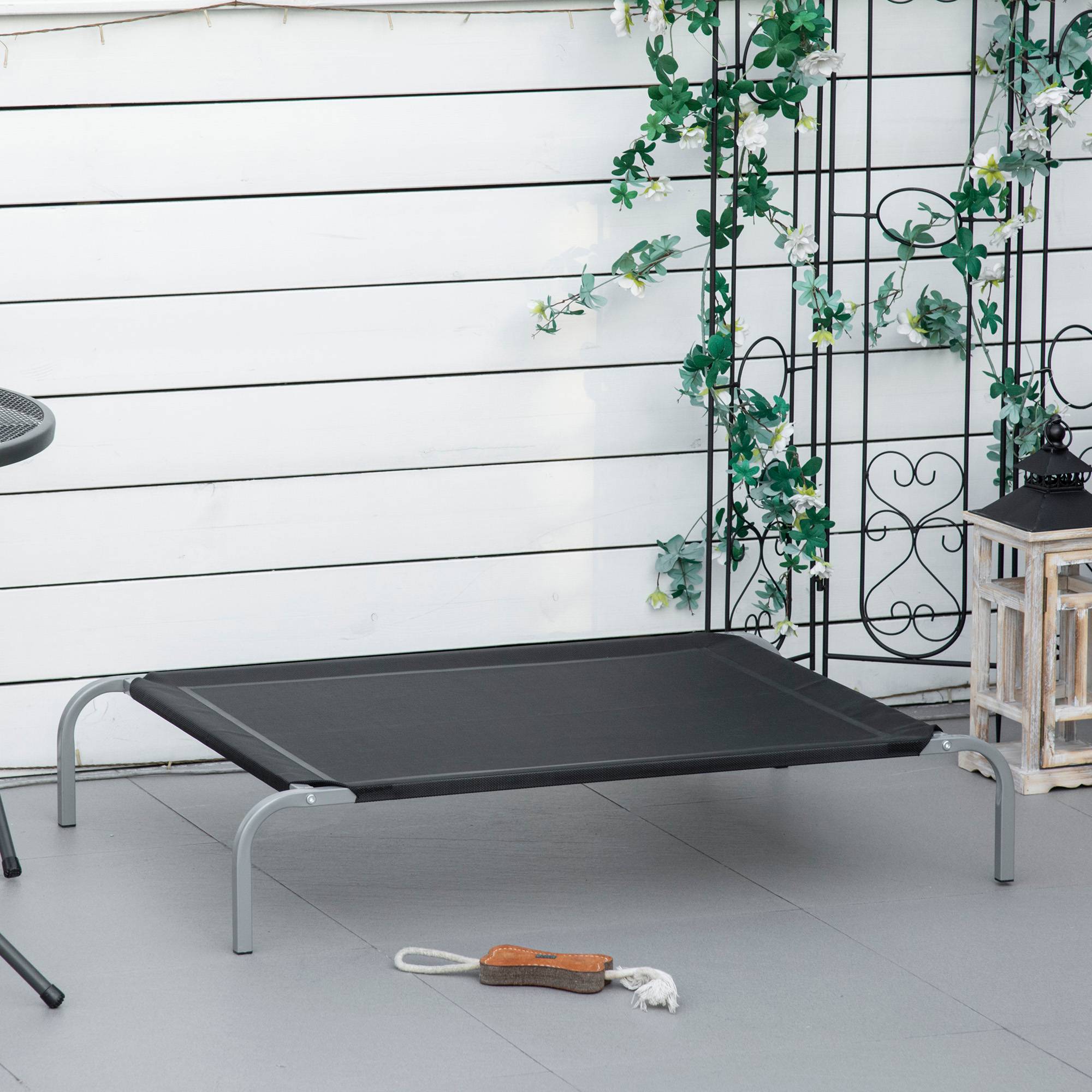 Lit surélevé XL chien Textilène intérieur extérieur haute ventilation 110x75x20cm noir - ComfortXL Outdoor Living - Image 4