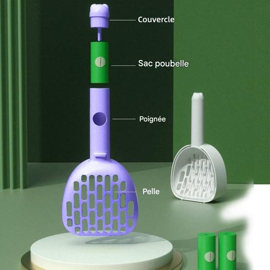Pelle à Litière Pour Chats avec Support et Sacs Durable Facile à Nettoyer - Lytech - Image 2