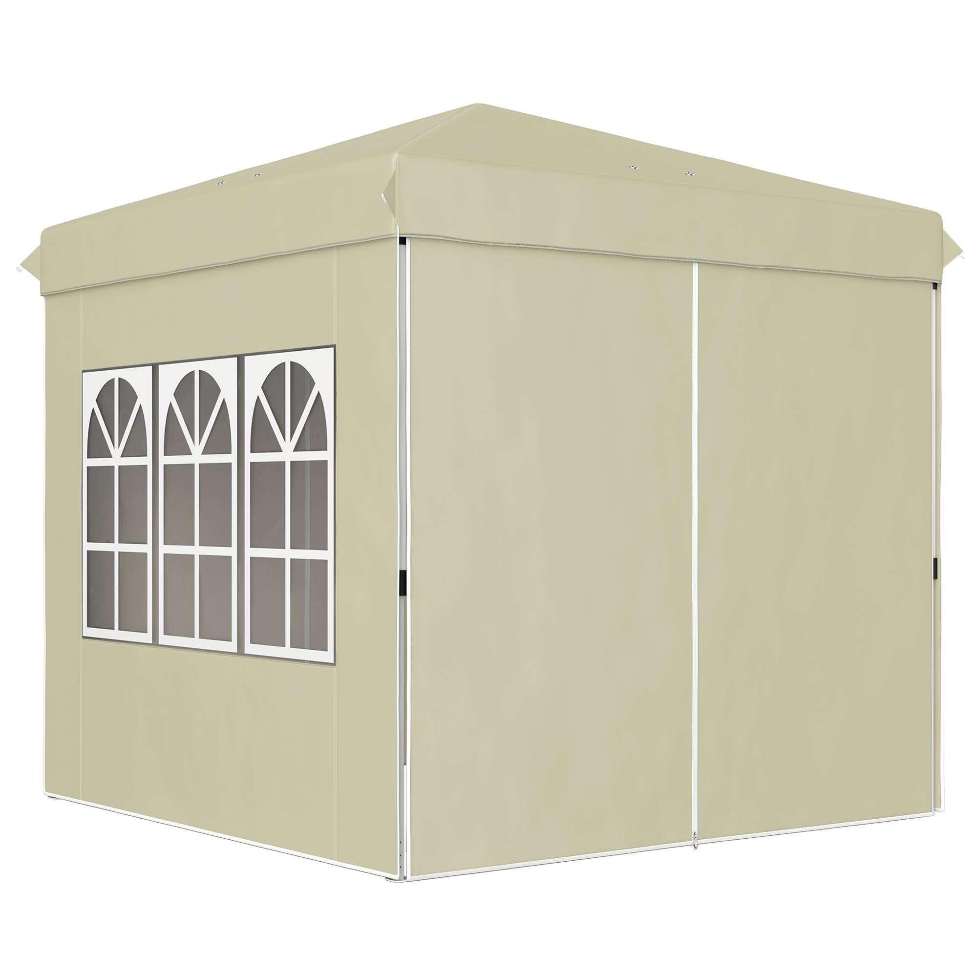 Tonnelle pliante pop-up en métal pour réception avec fenêtres réglable 248x248cm crème - ComfortXL Outdoor Living - Image 2