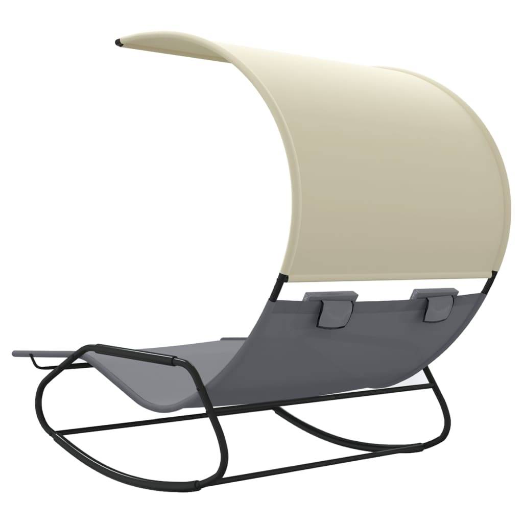 Vidaxl - Chaise longue double à bascule avec auvent Gris et crème vidaXL 317588 - Imagen 6