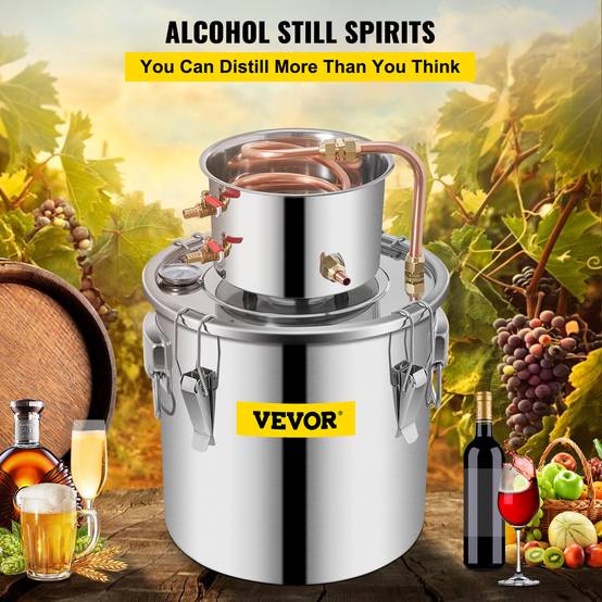 VEVOR Distillateur alambic 11.4L inox, avec pompe, pour alcool, eau, whisky, brandy, huiles essentielles. - Image 2