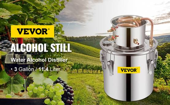 VEVOR Distillateur alambic 11.4L inox, avec pompe, pour alcool, eau, whisky, brandy, huiles essentielles. - Image 9