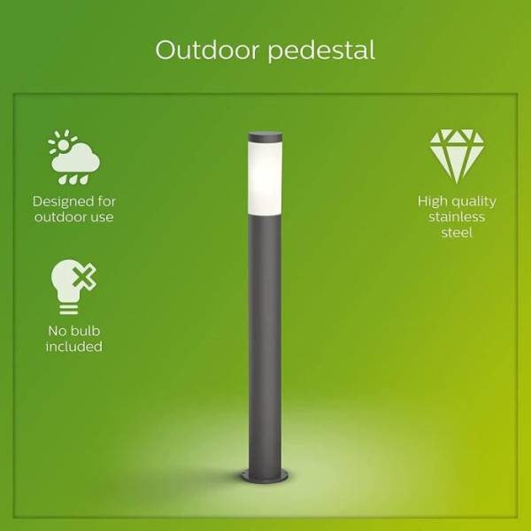 Philips - Lampadaire d'extérieur PHILIPS UTRECHT - Anthracite - 20W - Résistant aux intempéries