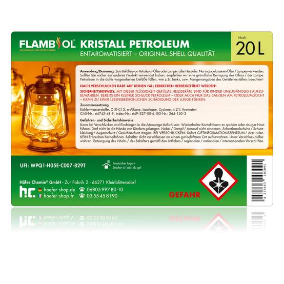 Pétrole de chauffage FLAMBIOL® en bidon de 20 L x 3 - Image 2