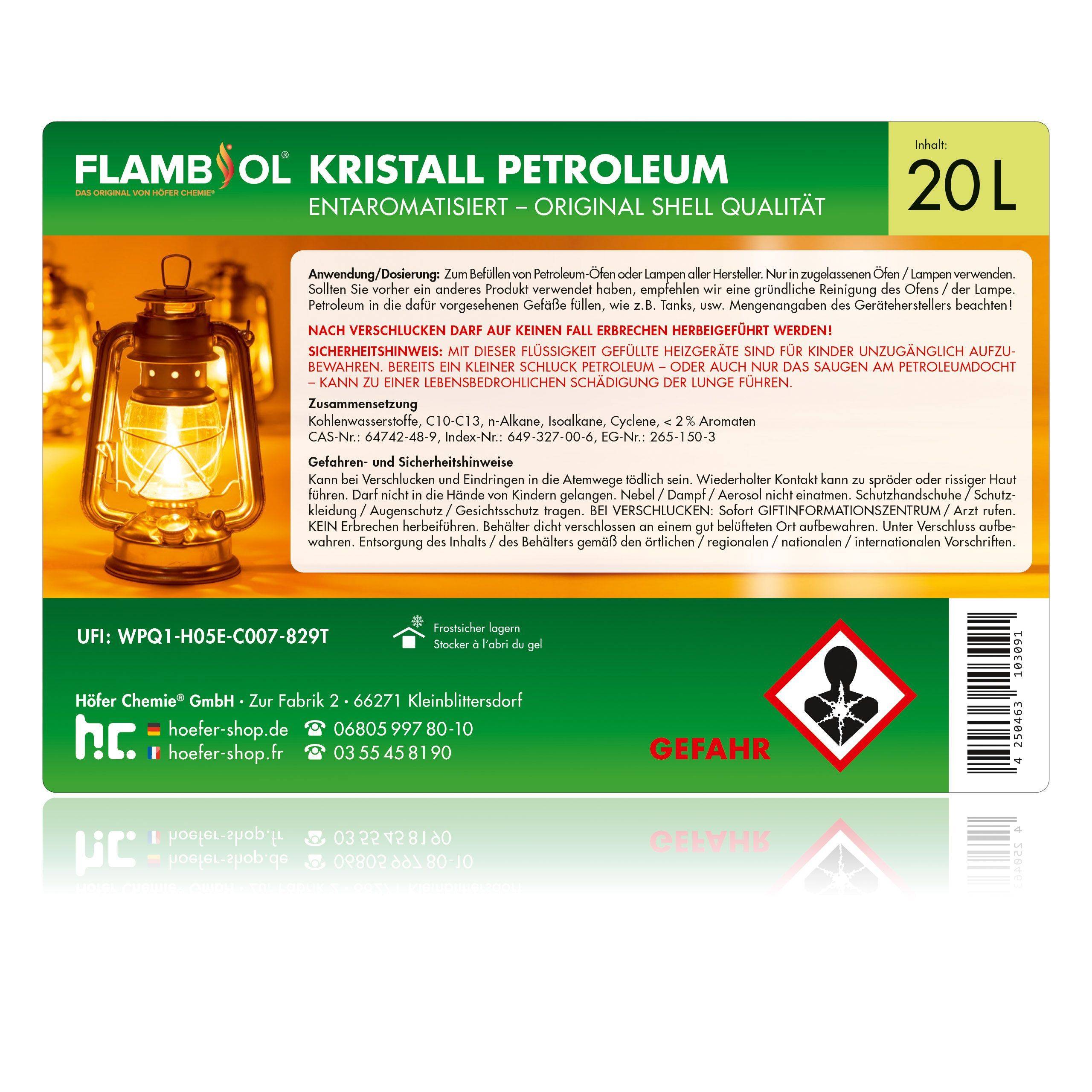 Pétrole de chauffage FLAMBIOL® en bidon de 20 L x 3 - Image 2