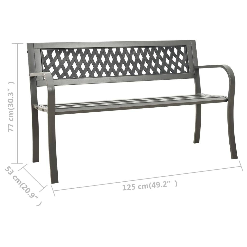 Vidaxl - Banc de jardin 125 cm acier gris vidaXL 312039 - Imagen 2