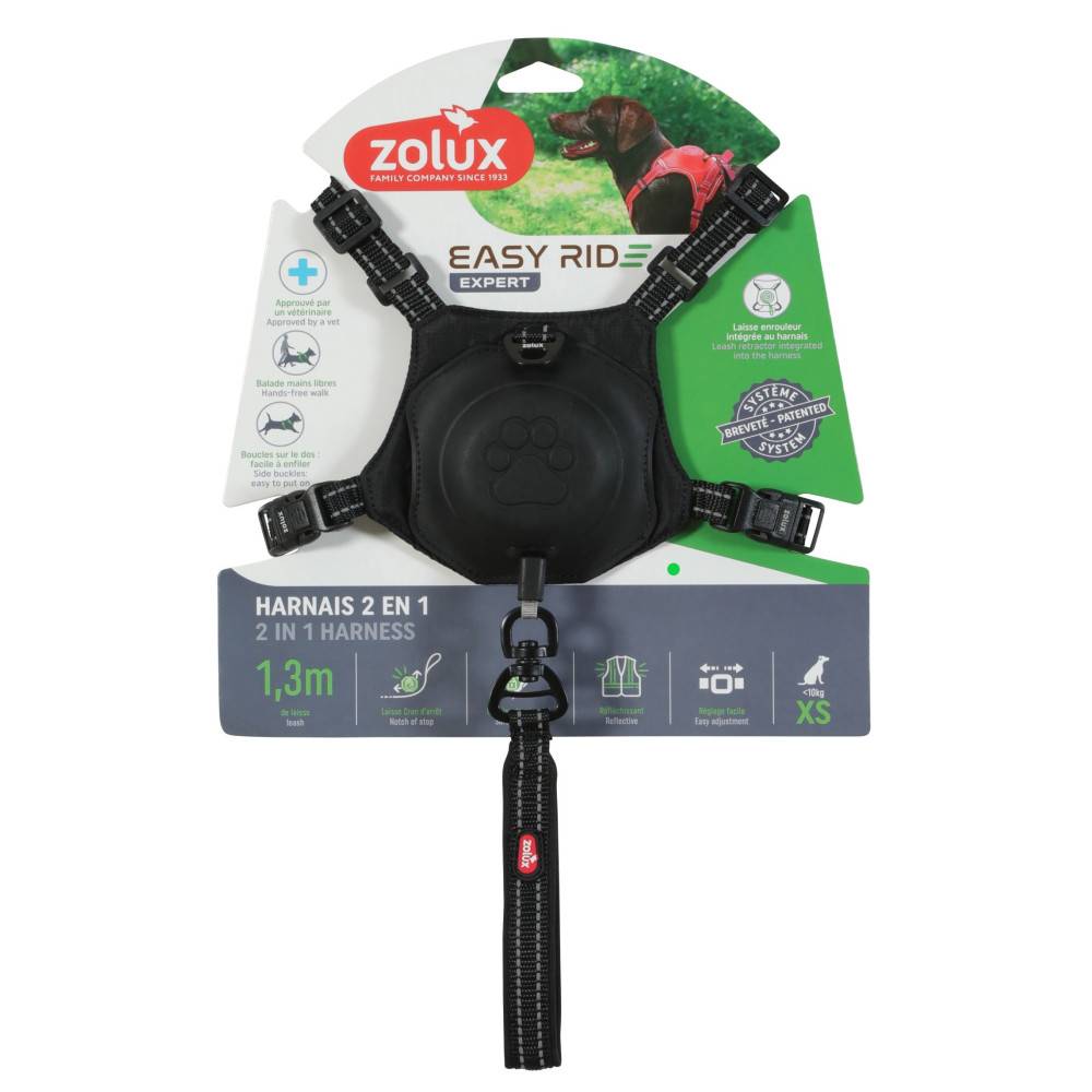 Zolux - Harnais et laisse enrouleur intégré XS noir pour petit chien max 9 kg - Imagen 3