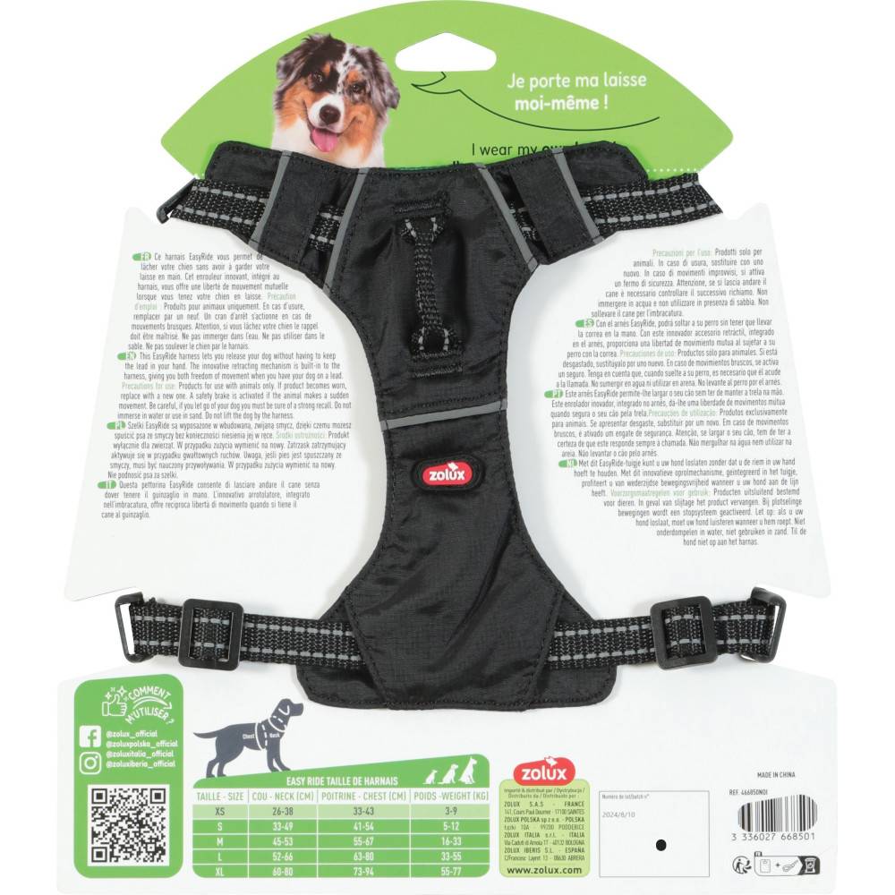 Zolux - Harnais et laisse enrouleur intégré XS noir pour petit chien max 9 kg - Imagen 4
