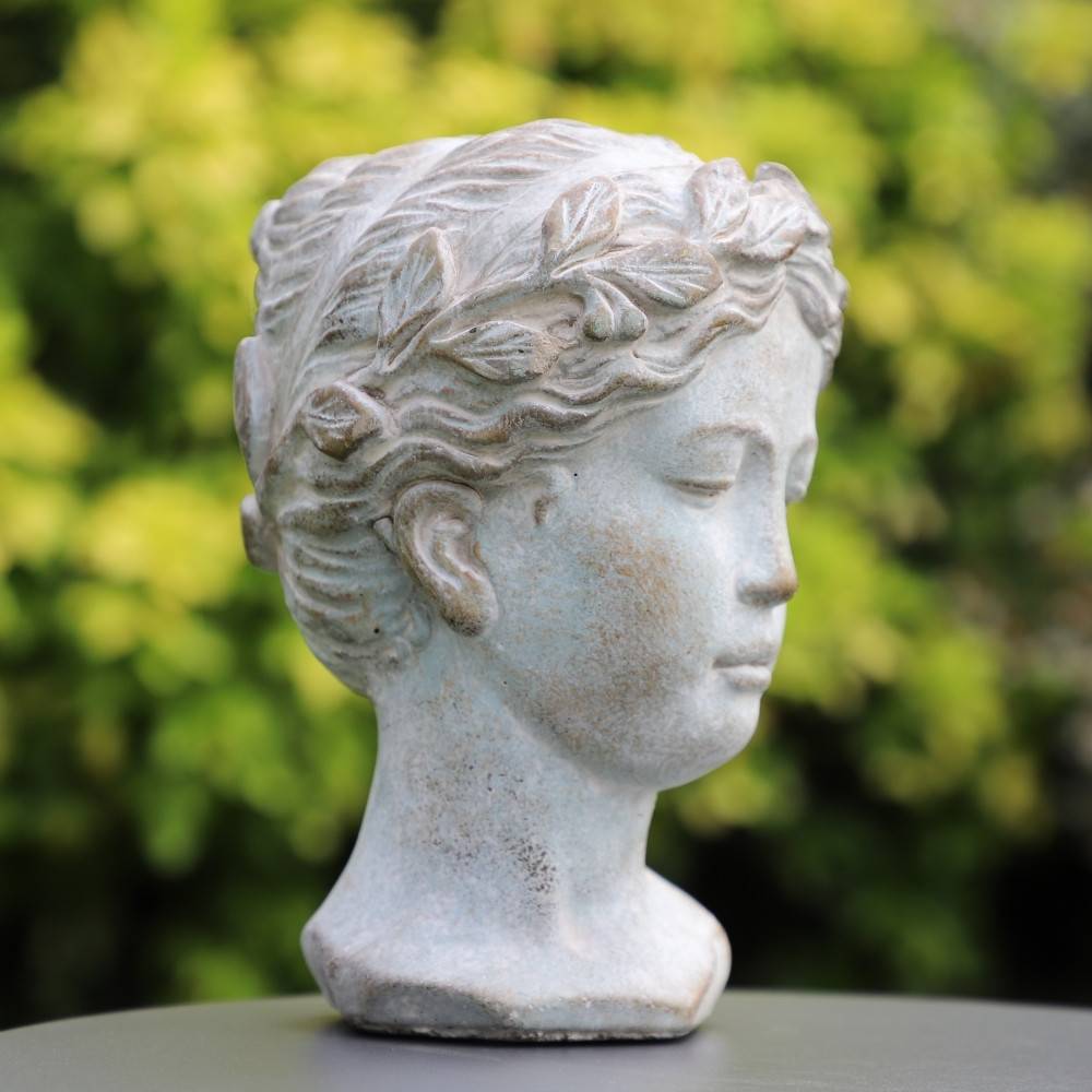 Chemin De Campagne - Statue statuette sculpture buste femme de jardin béton gris 22cm Chemin de campagne - Imagen 5