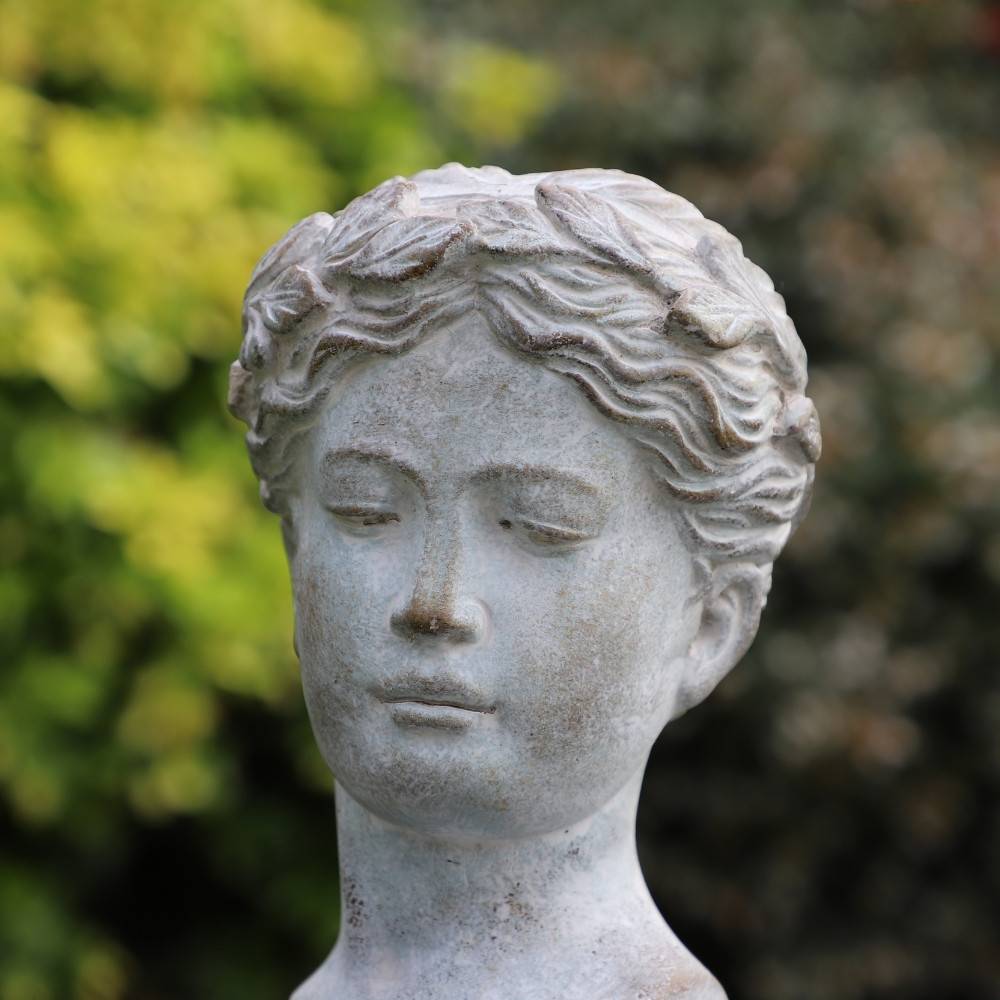Chemin De Campagne - Statue statuette sculpture buste femme de jardin béton gris 22cm Chemin de campagne - Imagen 3