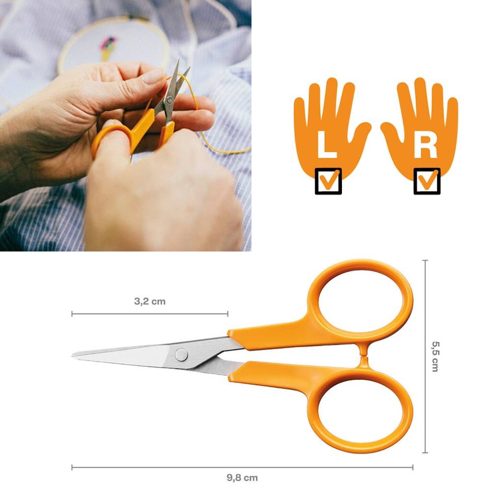 Fiskars - Ciseaux de broderie - Classic 10 cm ambidextres - découpe précise fils et tissus - Image 3